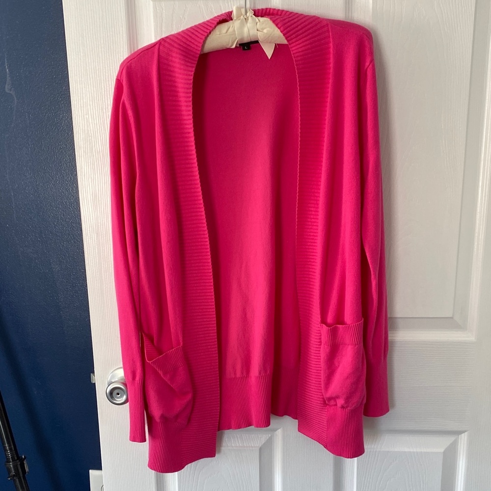 Women's Pink Open Front Cardigan Sweater